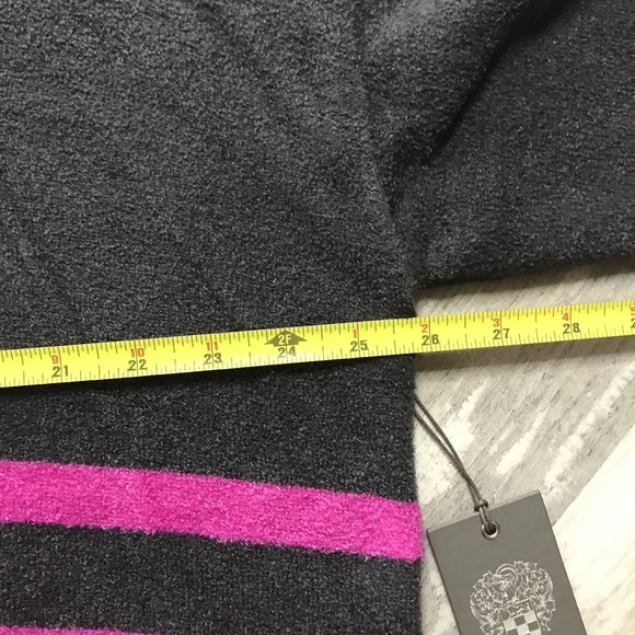 Vince Camuto Cozy Turtleneck Eyelash Sweater Stripes Super Soft 2XL Grey/Pink - Picture 7 of 8